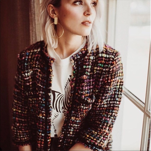 🆕NWT rare Handmade Rainbow Frayed Tweed Jacket - Picture 3 of 8